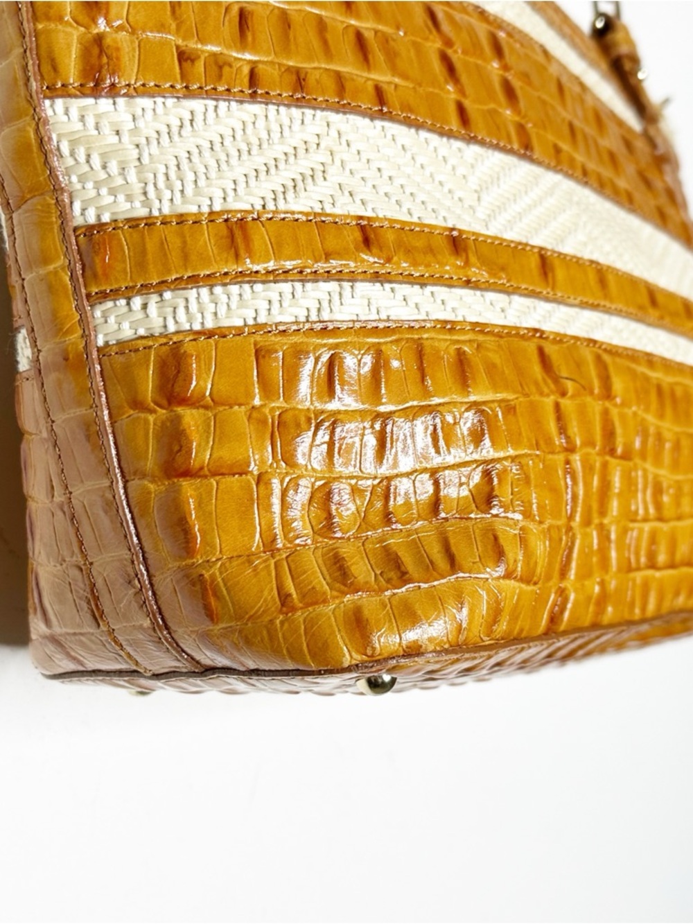 Brahmin Medium Asher Whiskey Raffia Tote - Picture 5 of 14